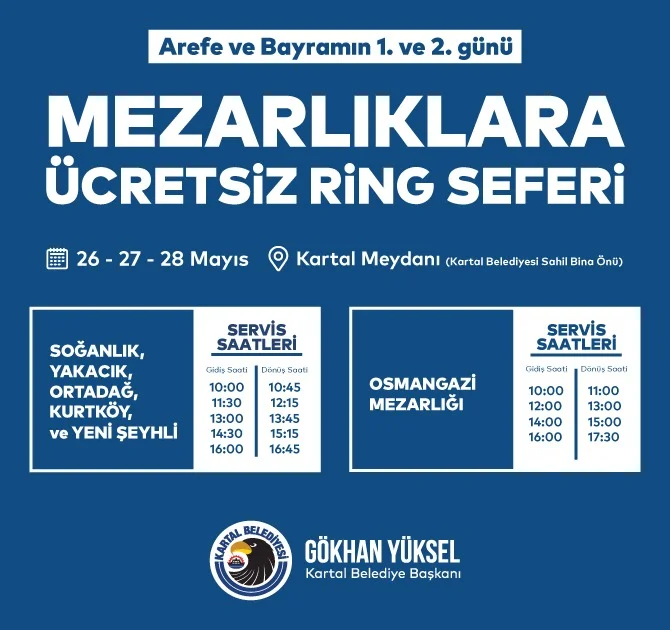 Kartal’da Bayramda Mezarlıklara Ücretsiz Servis